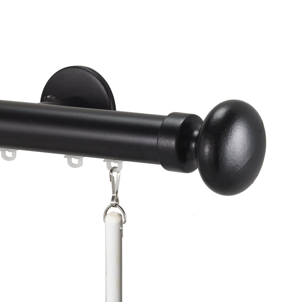 Tekno 25 ripplefold track set w/oval finials black