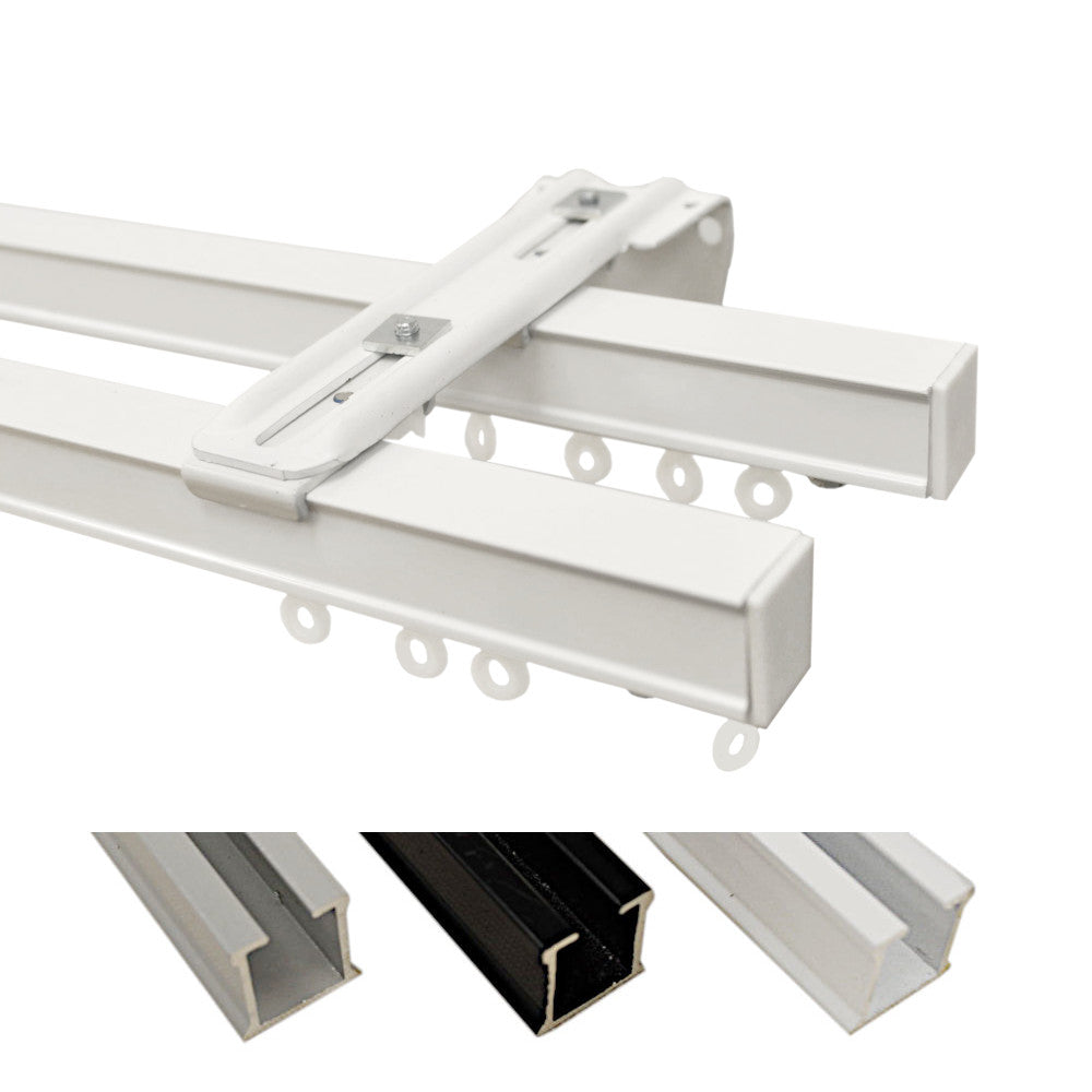 Double curtain track system CS white