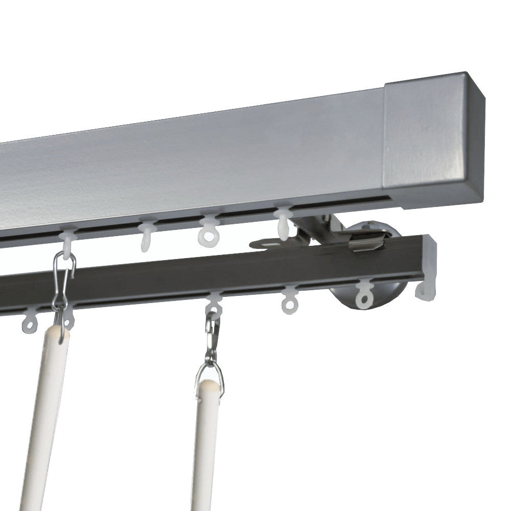 Kontur silver double curtain track
