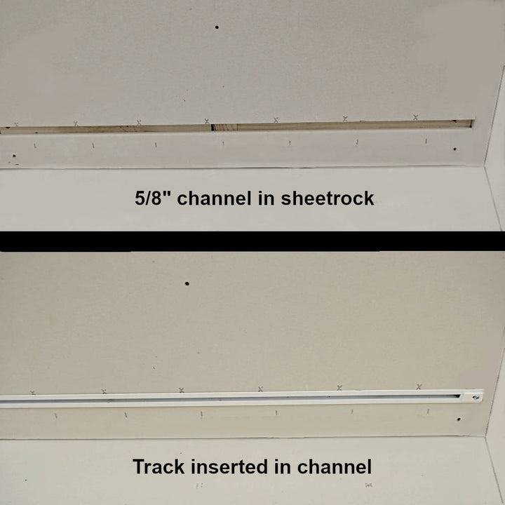 Recess drapery track sheetrock channel