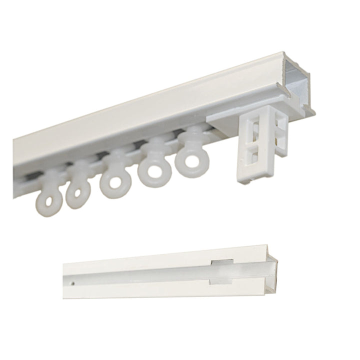 Recess drapery track with fixed end carrier