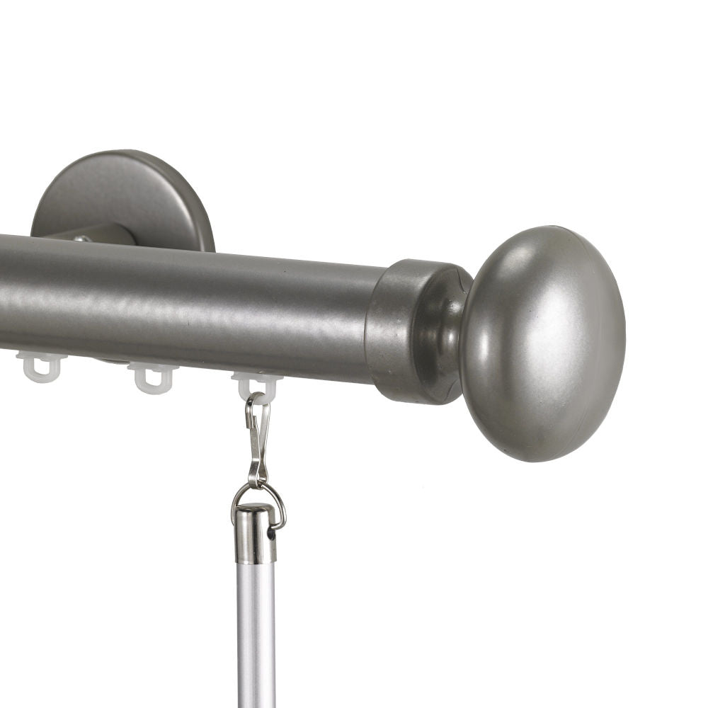Tekno 25 traverse rod oval finial silver