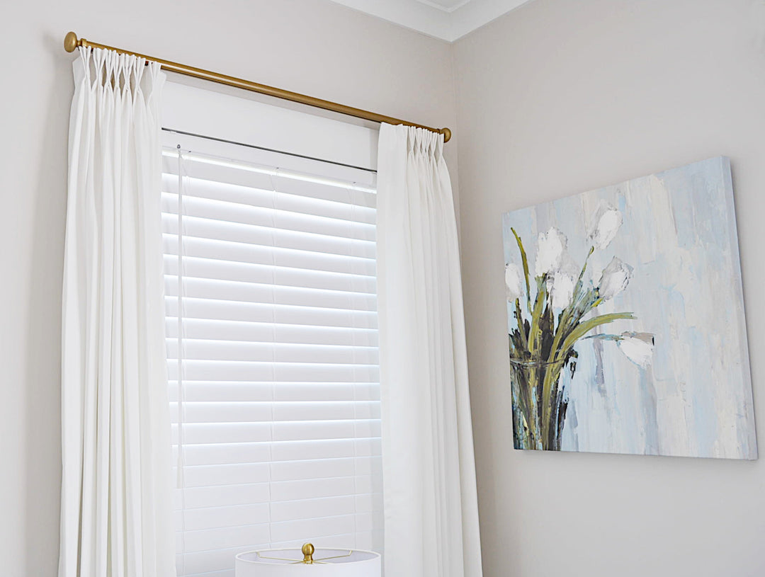 Faux linen triple pleat open