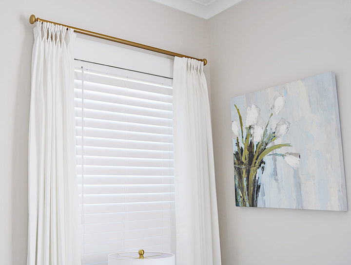 Faux linen triple pleat open