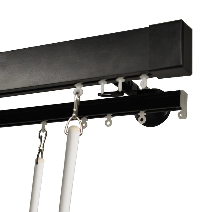 Kontur black double curtain track