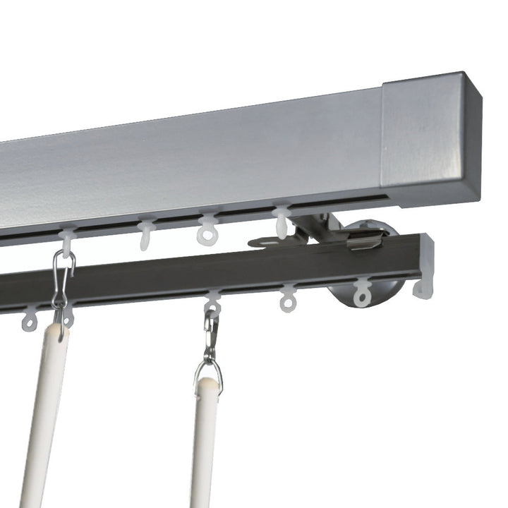 Kontur silver double curtain track