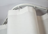 Shower curtain track with bend or curve
