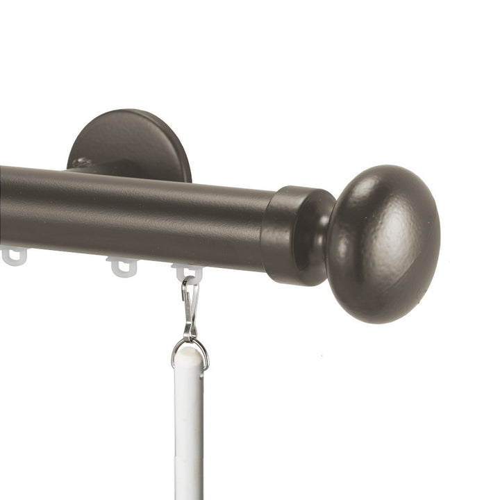 oval finial on curtain track set bronze